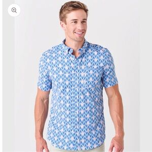 Southern Tide Blue and White Geometric Shirt